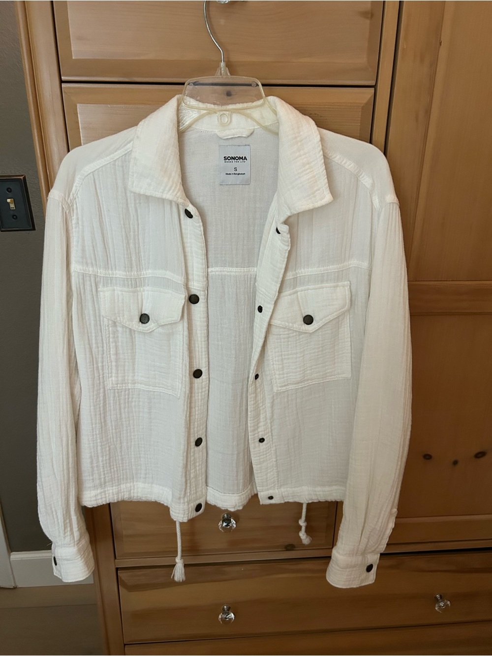 SONOMA Cream Quilted Button-Front Shirt Jacket
